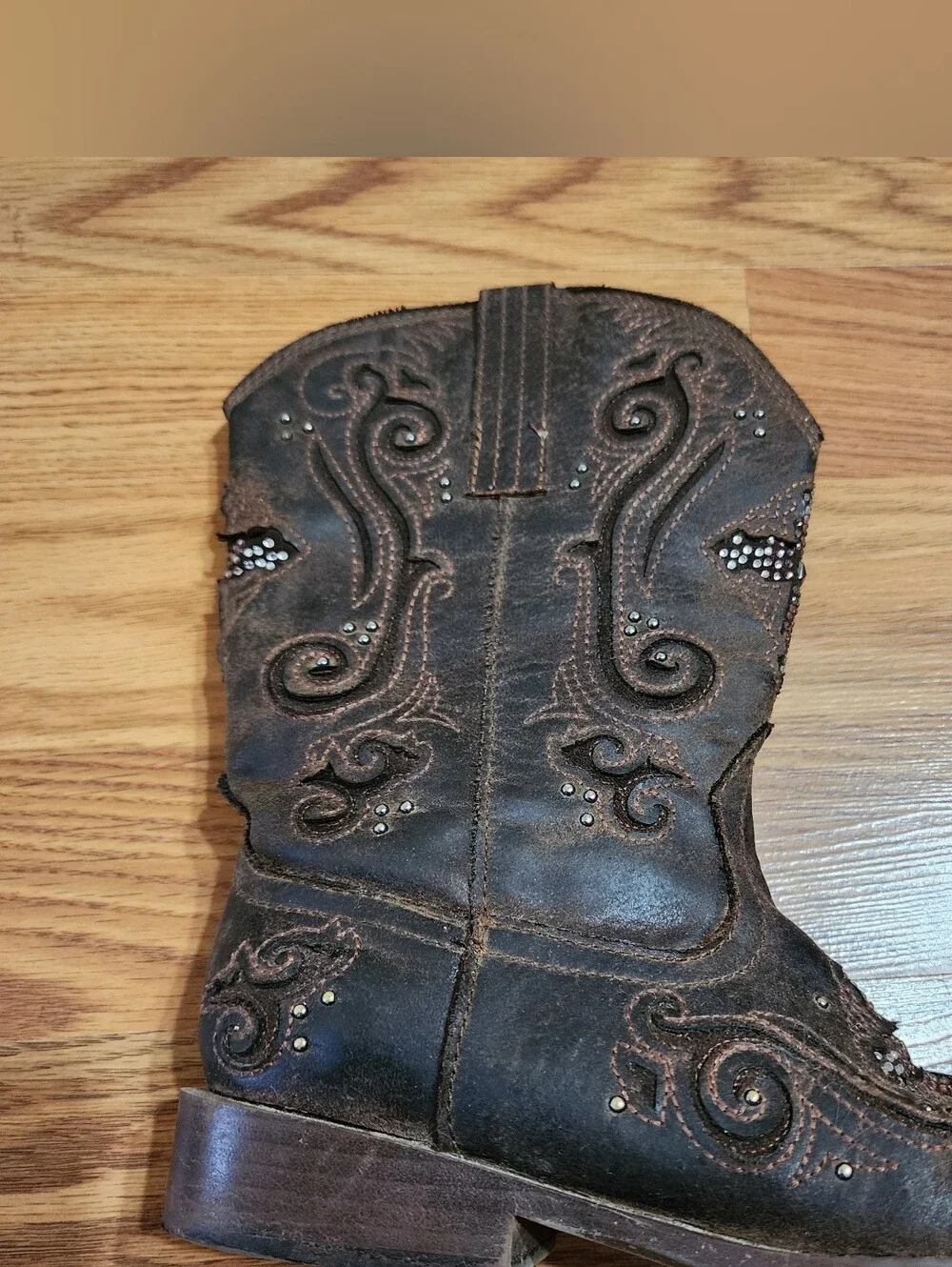 Roper Girls Cowgirl Western 09-018-1901-0098 “Faith Bling” Brown Boots sz 1